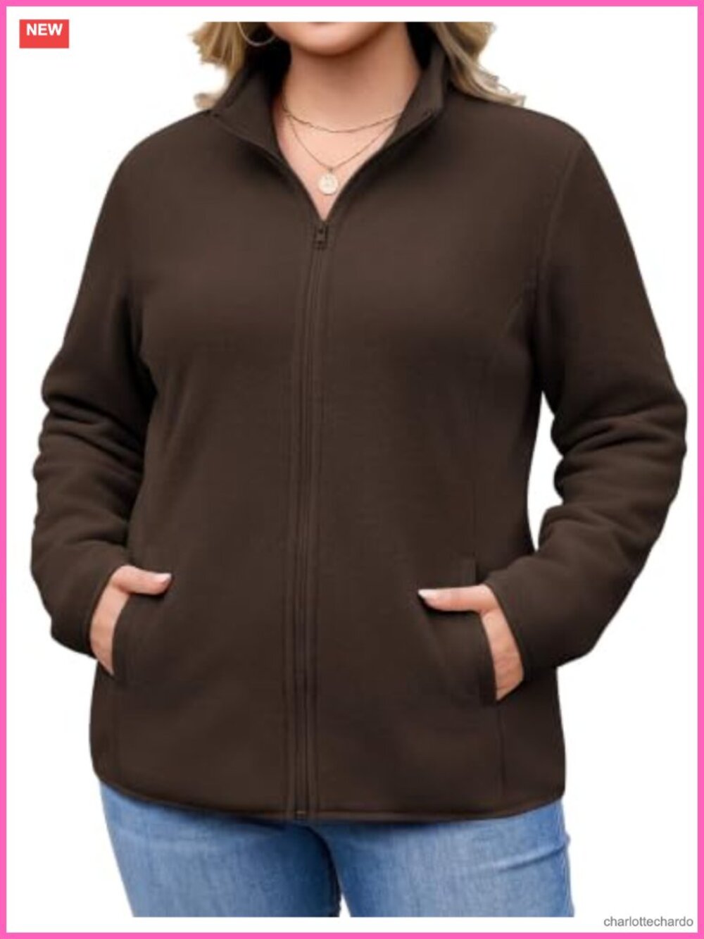 Plus Size Fleece Jacket Full Zip Lightweight Fall Casual Layer